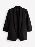 Next Dames Ruimvallende blazer met ruches aan de mouwen Zwart