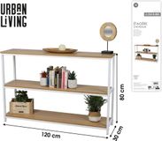 Urban Living "LA CASA BLANCA" BoekenKast met 3 Niveaus 120x30xH80cm