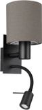 EGLO Pasteri Wandlamp - 2 lichts - E27 - 38 cm - Stof - Zwart/Bruin/Antraciet