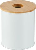 Relaxdays Badkamer Prullenbak - 2L - Bamboe Deksel - Wit