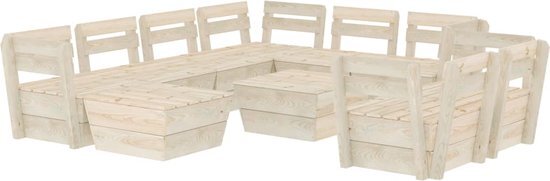 vidaXL 10-delige Loungeset pallet geïmpregneerd vurenhout