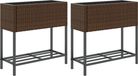 vidaXL Plantenbakken met schap 2 st 70x28x70 poly rattan bruin