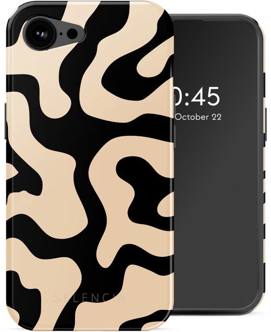Selencia Hoesje - Geschikt voor Apple iPhone 17e / 16e - Backcover geschikt voor MagSafe - Art Wave Black