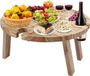 Merkloos Opvouwbare picknicktafel van hout - Draagbare wijntafel met rode wijnglashouder, ronde houten tuintafel, champagne snack tafel, voor picknick, camping, reizen, strand