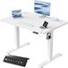 JUMMICO Elektrisch In Hoogte Verstelbaar Bureau met USB Oplaadpoort, Elektrisch Staand Bureau, 100 X 60 cm, Ergonomisch Bureau, Wit