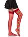 Leg Avenue Spandex with Roses Thigh High Stockings - Bordeaux Red