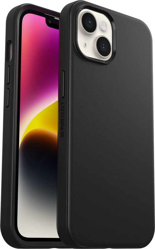 OtterBox Symmetry-hoesje voor iPhone 14 Plus, schokbestendig, valbestendig, dunne beschermende hoes, 3x getest volgens militaire standaard, Antimicrobieel, Zwart, Zonder Verpakking