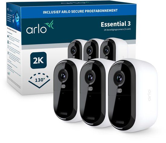 Arlo Essential3 2K Beveiligingscamera - 3 IP-Camera's