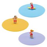 Lurch Mein Deckel Strandwache 210305, set van 3 glazen afdekkingen van premium platina-siliconen, Ø10,5 cm, medium, kleurrijk
