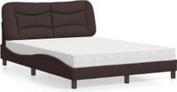vidaXL Bed met matras "Hvar", donkerbruin, 120x200 cm, met stoffen bekleding