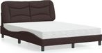 vidaXL Bed met matras "Hvar", donkerbruin, 120x200 cm, met stoffen bekleding