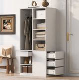 STILVORA Kledingkast - Met Kledingstang, Open Vakken En Laden - Voor Slaapkamer Of Kinderkamer - MDF En Multiplex - 70 X 50 X 170 Cm - Wit