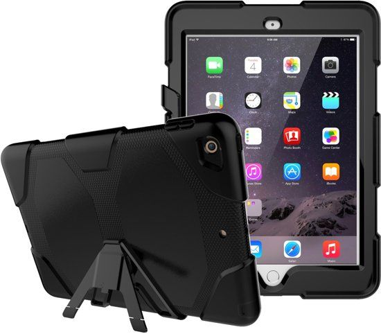 Ntech iPad 9.7 (2018 / 2017) Hybrid Armor Hoes met standaard & 3 lagen shockproof Case-Zwart