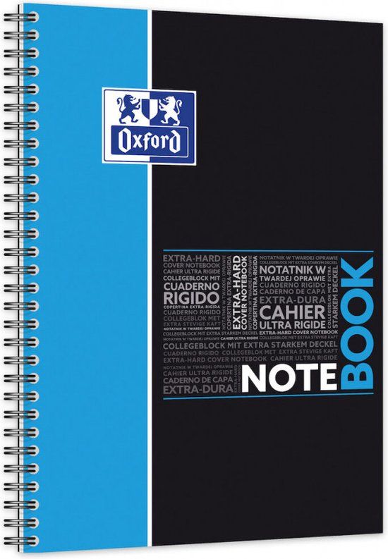 Oxford 400100820 notitieboek, spiraalbinding, studenten, 17,6 x 25 cm, 160 pagina's, gelinieerd, 7 mm, willekeurige kleuren
