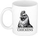 Bellatio Decorations Cadeau mok voor boerderij dieren fans - kippen - wit - keramiek - 300 ml