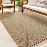 the carpet Kansas – robuust in- & outdoor vloerkleed, weerbestendig & slijtvast, ruitpatroon naturel 140 x 200 cm