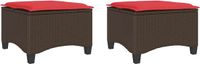 vidaXL Tuinkrukken met kussens 2 stuks 55x55x36 cm poly rattan bruin