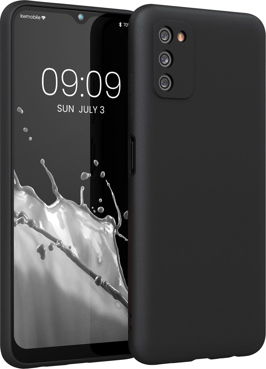 kwmobile telefoonhoesje compatibel met Samsung Galaxy A03s hoesje - Zachte case voor smartphone - Back cover in mat zwart