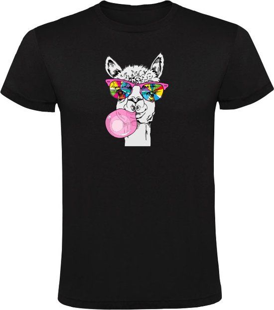 Sol's Lama maakt een bel van kauwgom Heren T-shirt - Zwart - XL