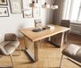 DELIFE Table à manger Edge acacia naturel 140x90 acier inoxydable étroit Live-Edge