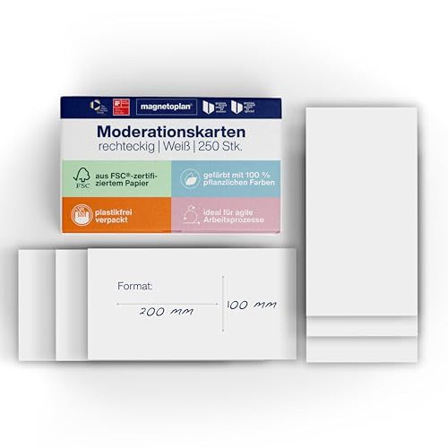 Moderatiekaarten magnetoplan Presentatiekaart 1125 Wit 20 x 10 cm 250 Stuks