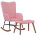 vidaXL Fauteuil à bascule avec repose-pieds velours rose