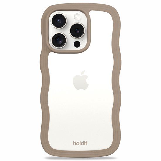 Holdit Wavy Case geschikt voor Apple iPhone 15 Pro - Mocha Brown / Transparent