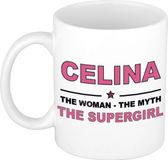 Bellatio Decorations naam cadeau mok - Celina - Woman Myth Supergirl - koffiemok - 300 ml - collega - moederdag