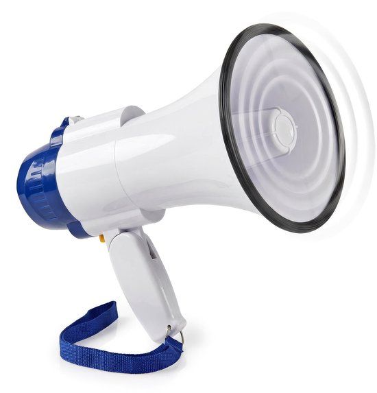 Nedis Megafoon - 10W - 250m - Sirene - Opnamefunctie - Blauw/Wit