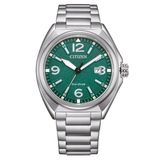 Citizen AW1571-76X Horloge - Staal - Zilverkleurig - Groene Wijzerplaat - Ø 40 mm