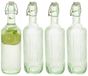 Secret de Gourmet Bouteille à levier / Bouteille à conserve - 4x - verre vert - hermétique - 1 litre