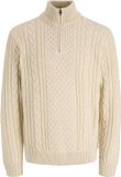 Jack & Jones JPRBLUCALLUM CABLE KNIT HALF ZIP Trui Beige Maat S