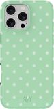 AVY Hoesje geschikt voor Apple iPhone 16 Pro | Mint Breeze | Polka Dots | Matcha & Wit | Hard Shell Back Cover | Compatibel met MagSafe & Qi2