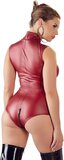 Cottelli Collection Wetlook Body met Tweeweg Rits Rood Maat L