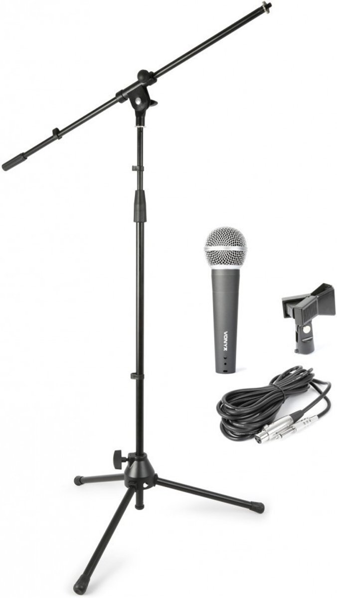 Tronios Vonyx microfoonkit bestaande uit microfoon, microfoonstandaard, kabel en houder
