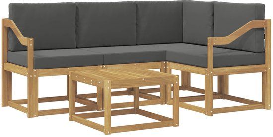vidaXL Hoek loungeset 5-delig Wit en Antracietkleurig