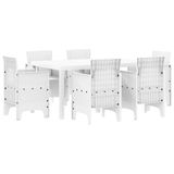 vidaXL Eettafel Set 7-delig Wit Polyrattan