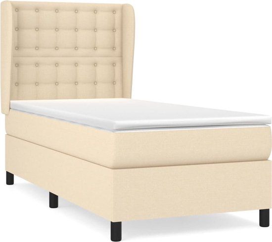 vidaXL Boxspring met matras stof crèmekleurig 80x200 cm