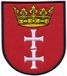 Arda Patchion: Wapen van de stad Gdańsk - Zelfklevende achterkant - Geborduurde patch/badge/embleem