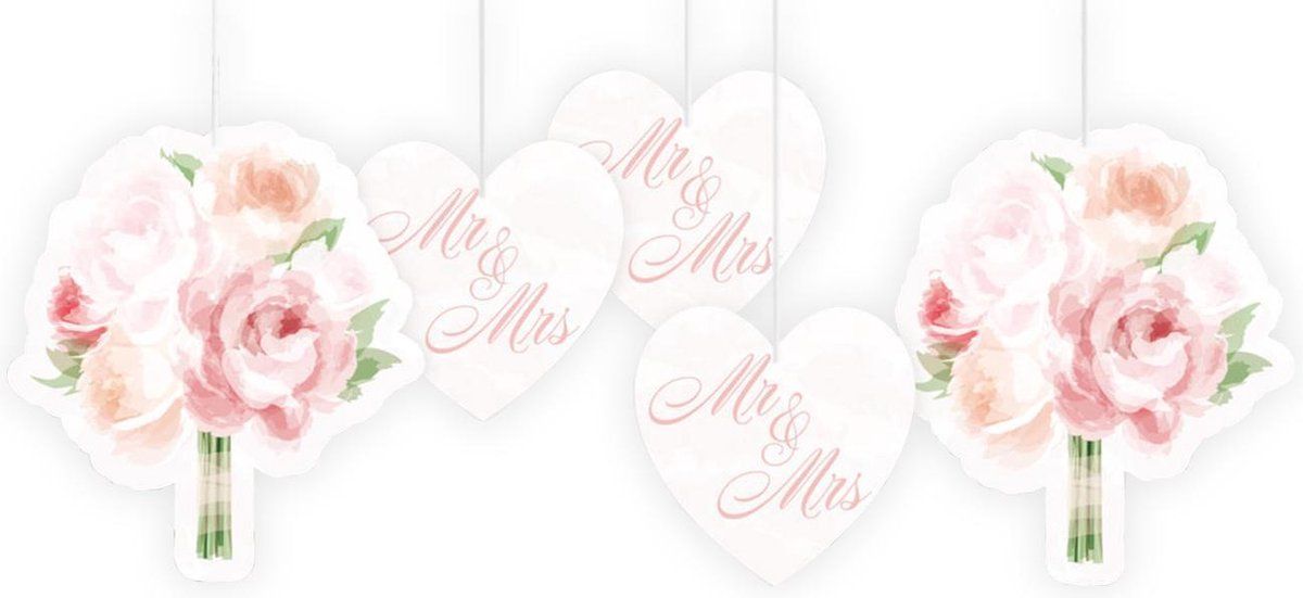 - Mr, & Mrs, Hangdecoratie Set 5 delig