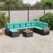 Maison Exclusive - Ensemble de jardin 9 pièces, avec coussins, en résine tressée noire