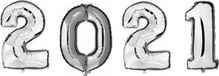 Shoppartners Bv 2021 Folie Ballonnen - Zilver - 100 cm - Oud en Nieuw Versiering