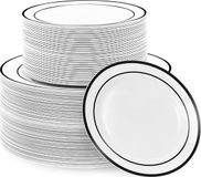Matana – 120 Plastic Borden met Zwarte Rand (2 Maten) – Herbruikbaar – Voor Bruiloften, Verjaardagen, Doopfeesten & Kerstmis