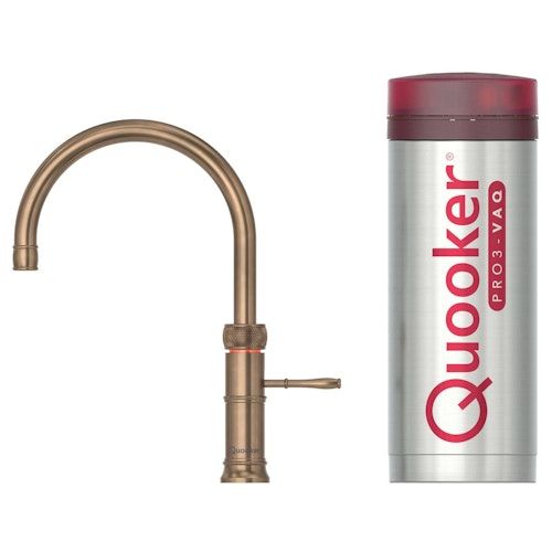 Quooker Classic Fusion Round kokendwaterkraan - Messing Patina (Goud) - PRO3 reservoir