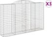vidaXL Gabionen met boogvorm, 3 stuks, 300x50x180/200 cm, verzinkt staal