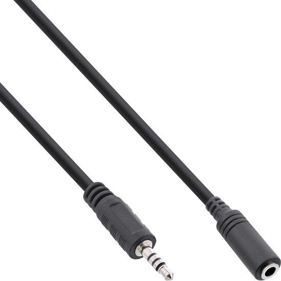 InLine 2.5mm Jack Male to 3.5mm Jack Female Cable - 2m - Black