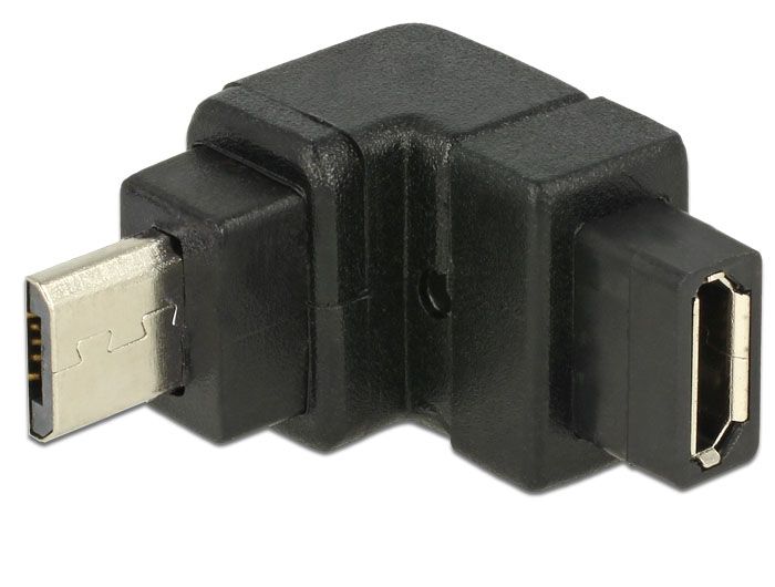 DeLOCK USB2.0 Micro-B / USB2.0 Micro-B - Zwart - 21mm x 24mm x 13mm