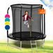 Klarfit Kindertrampoline indoor/outdoor, Kleine trampoline voor kinderen, Kindertrampoline antislip, Trampoline met ladder, Randafdekking en veiligheidsnet, UV-bestendige trampoline klein, 250cm