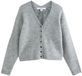 Next Dames Geribbeld vest van wol met V-hals en lange mouwen Grijs