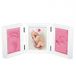 JZK Kit cadre photo empreinte de main et de pied pour garçons et filles - argile premium rose et cadres en bois blancs